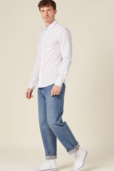 Chemise manches longues blanc homme