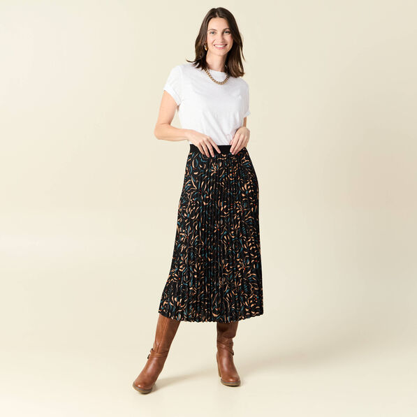 jupe midi evasee plissee noir femme Jupe midi évasée plissée noir femme