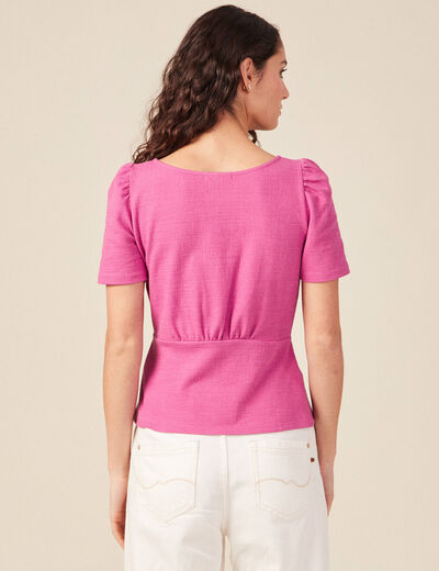 T-shirt manches courtes rose framboise femme