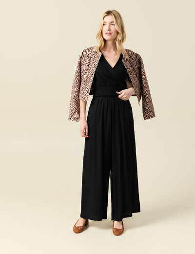 Pantalon large noir femme
