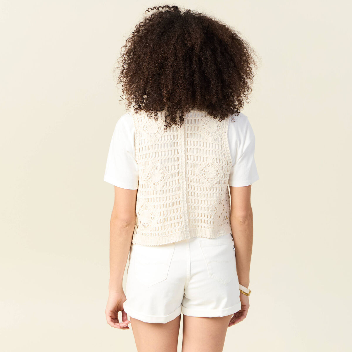 Gilet sans manches ecru femme