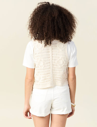 Gilet sans manches ecru femme