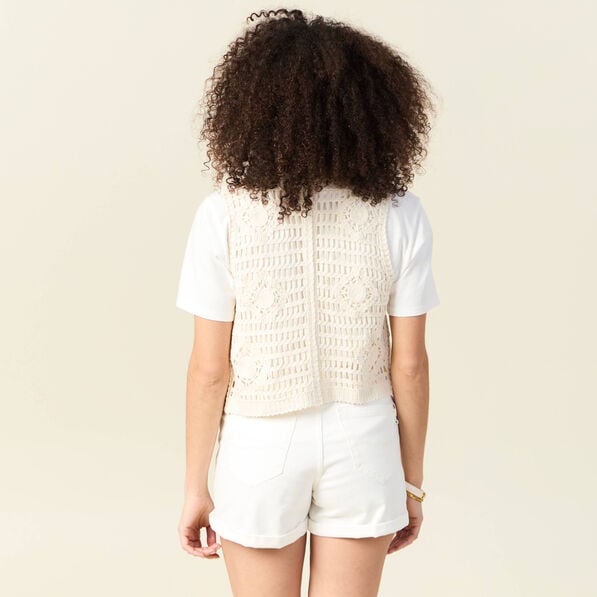 Gilet sans manches ecru femme