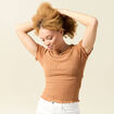 T-shirt ajusté court manches courtes terracotta femme