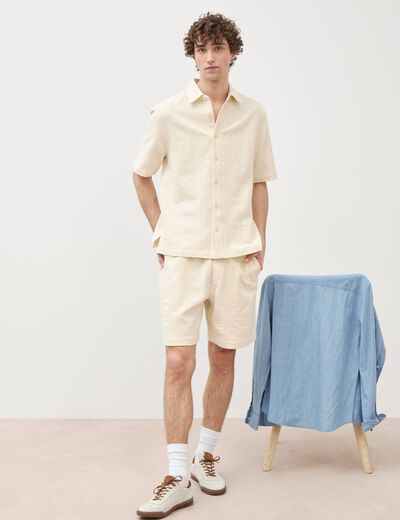Chemise boyfriend manches courtes ecru homme