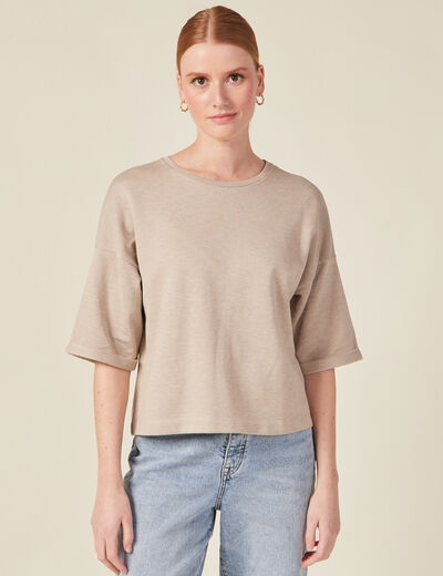 T-shirt à manches courtes creme femme