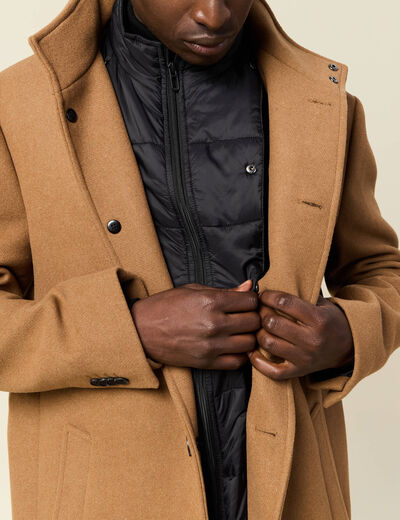 Manteau ajusté boutonné marron homme