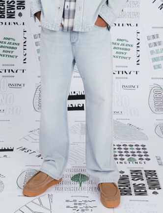 Jeans large 5 poches denim snow bleach homme
