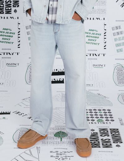 Jeans large 5 poches denim snow bleach homme