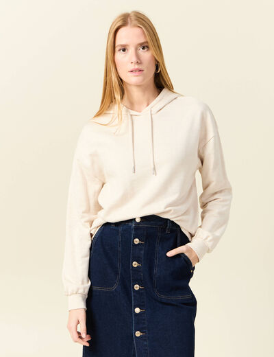 Sweat à capuche brillant creme femme