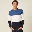 Pull manches longues col rond bleu fonc&eacute; homme