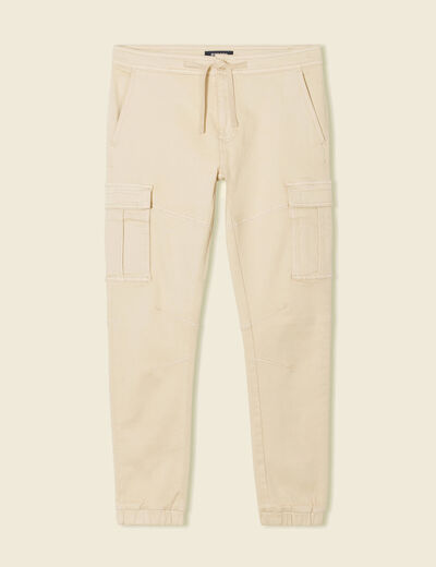 Pantalon battle bas resserr&eacute; beige homme