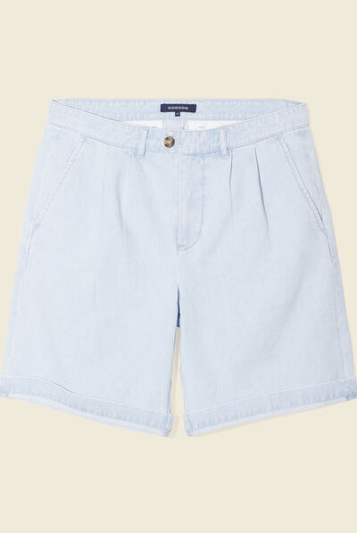 Bermuda droit en jean denim bleach homme