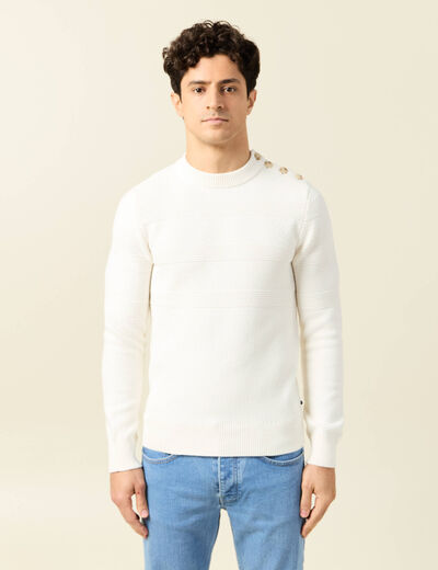 Pull manches longues ecru homme