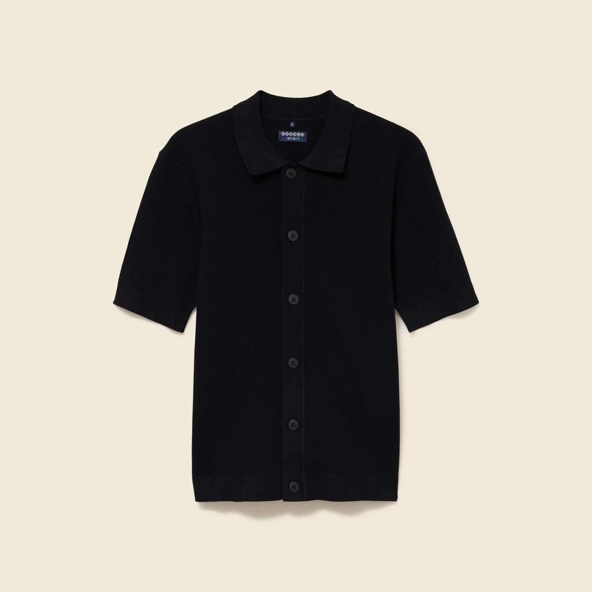 Chemise manches courtes col polo noir homme
