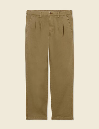 Pantalon chino large vert kaki homme