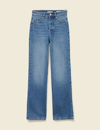 Jeans large taille haute denim stone femme