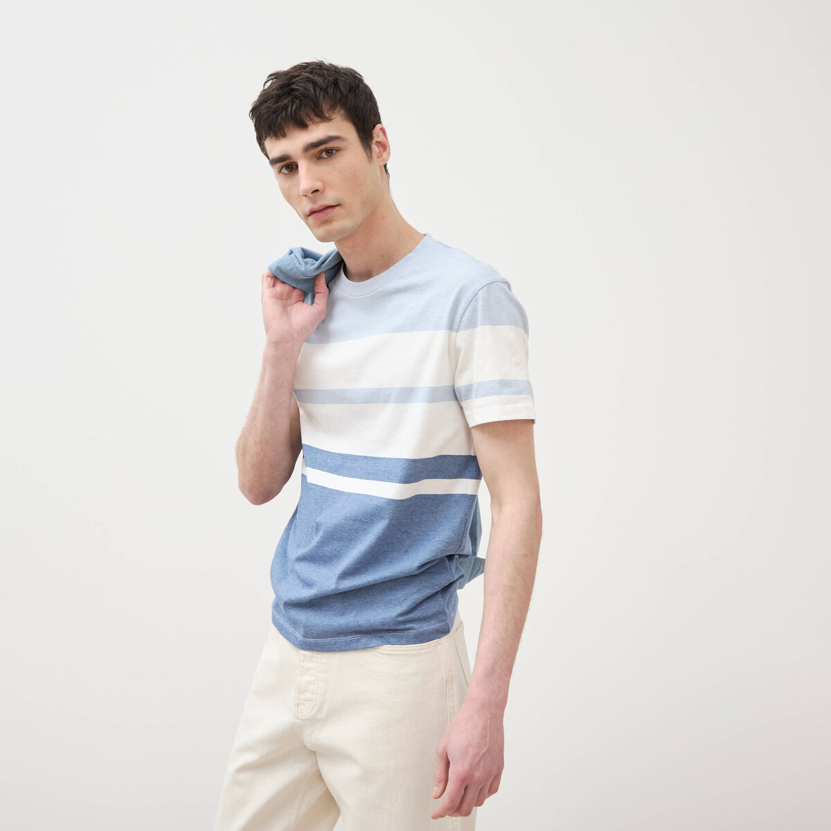 T-shirt manches courtes bleu gris homme