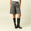 Bermuda large taille haute gris femme