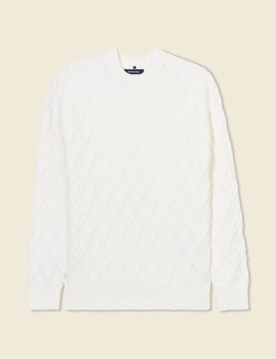 Pull manches longues blanc homme