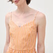 Robe bretelle col c&oelig;ur en coton orange abricot femme
