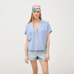 Chemise manches 3/4 bleu femme