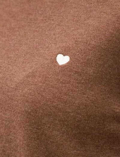 Pull fin col rond manches longues marron femme