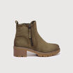 Bottines semelle gomme vert kaki femme