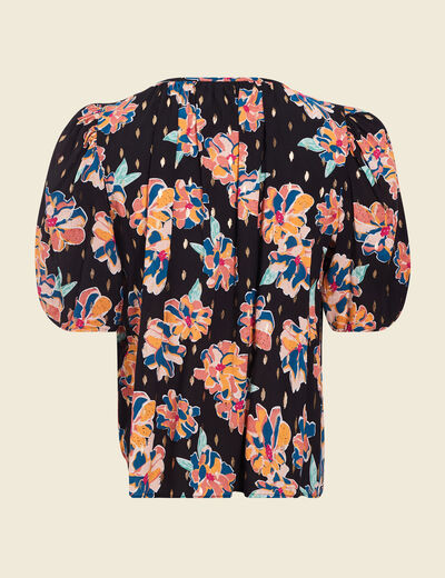 Chemise manches 3/4 noir femme