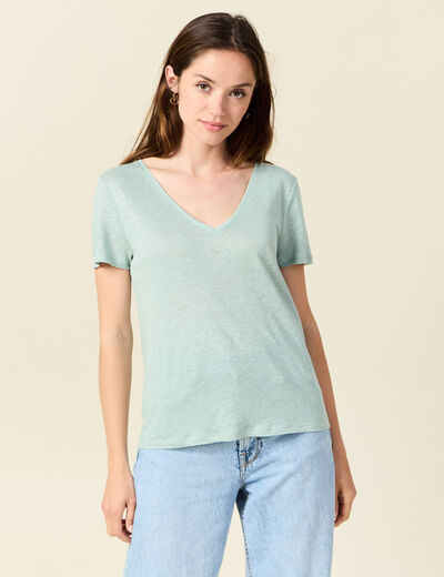 T-shirt éco-responsable vert pastel femme