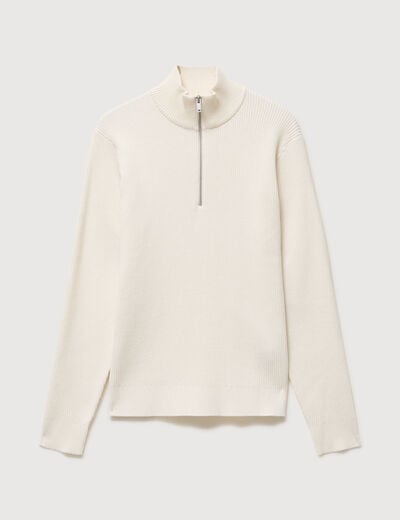 Pull col camionneur ecru homme