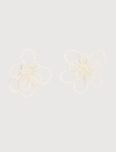 Boucles d'oreilles ecru femme