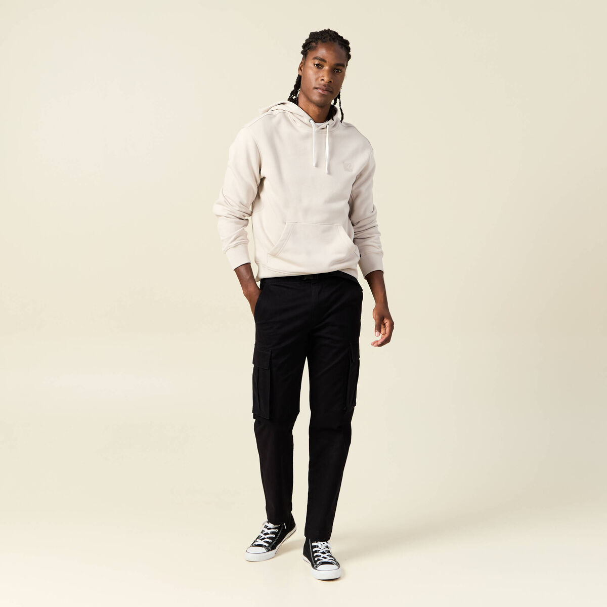 Pantalon cargo poches côtés noir homme