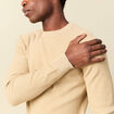 Pull fin col rond manches longues beige homme