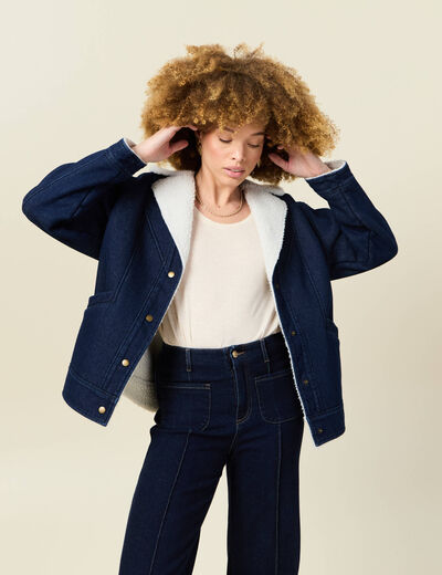 Manteau en jean doublé denim stone femme