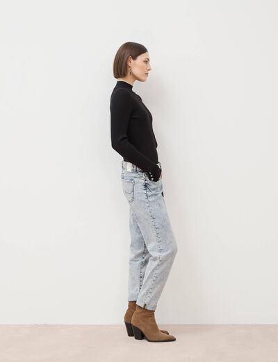 Jeans girlfriend 5 poches denim snow bleu femme