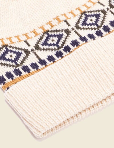 Bonnet à pompon ecru homme