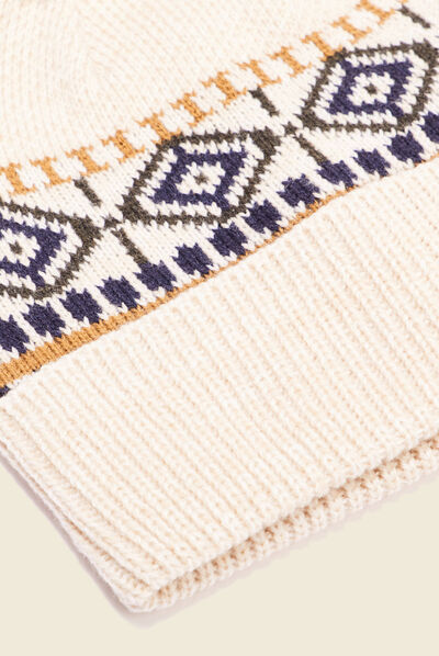 Bonnet à pompon ecru homme