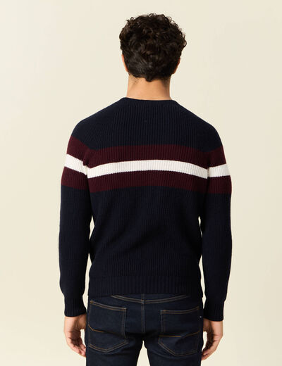 Pull manches longues fabriqué en France bleu marine homme