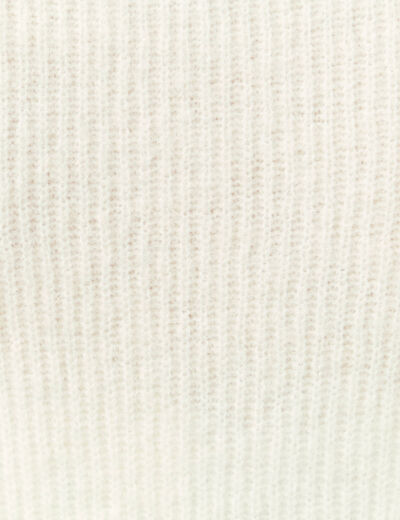 Pull col bateau manches longues ecru femme