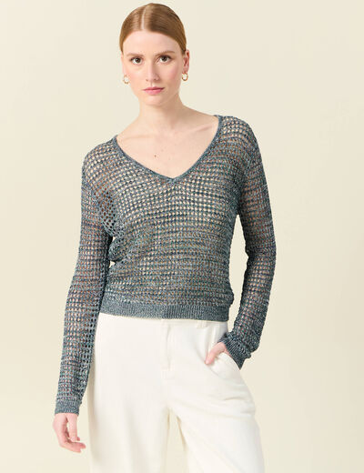 Pull éco-responsable bleu pétrole femme