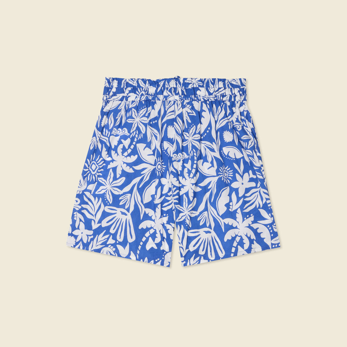 Short droite taille haute bleu femme