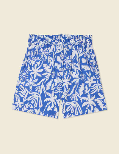 Short droite taille haute bleu femme