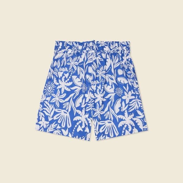 Short droite taille haute bleu femme
