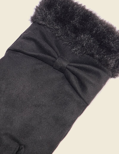Gants avec noeuds noir femme