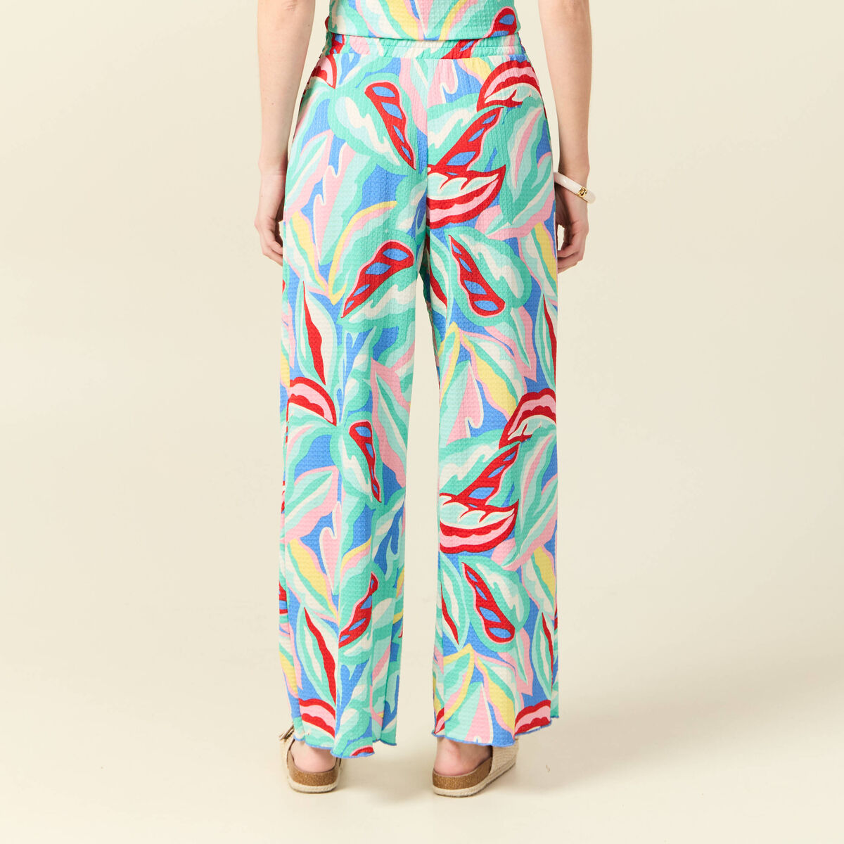 Pantalon fluide large multicolore femme