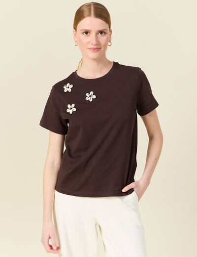 T-shirt éco-responsable marron femme