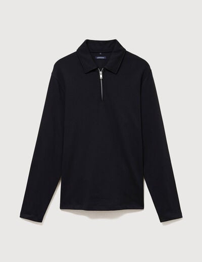 Polo droit manches longues noir homme