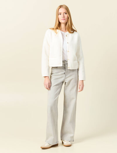 Jeans large éco-responsable denim gris clair femme