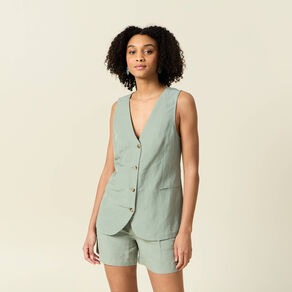 Veston sans manches vert kaki femme